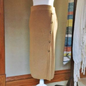 H&M Button Detail Knit Camel Midi Skirt - M